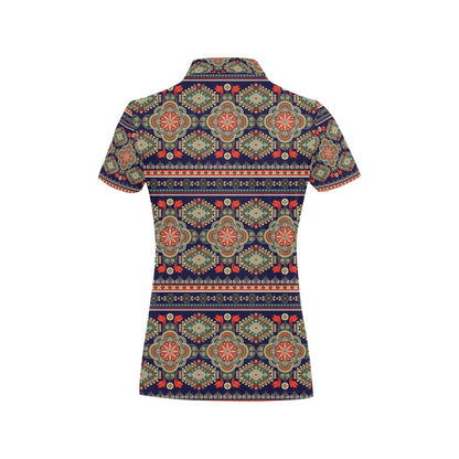Ethnic Geometric Print Pattern Women's Polo Shirt