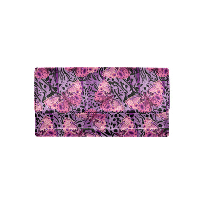 Purple Butterfly Leopard Women's Trifold Wallet