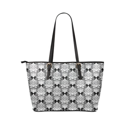Lotus Mandala Print Pattern Leather Tote Bag