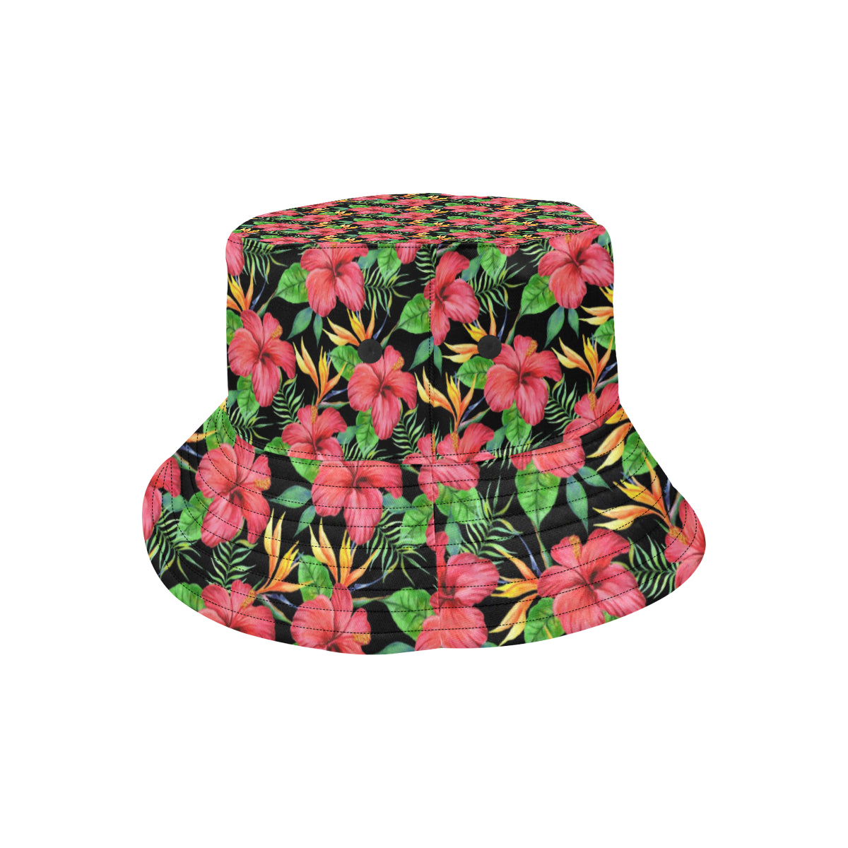 Red Hibiscus Pattern Print Design HB07 Unisex Bucket Hat