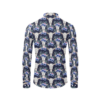Buffalo Head Print Design LKS402 Men's Long Sleeve Dress Shirt