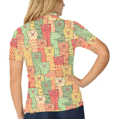 Ferret Pattern Print Design 01 Women's Polo Shirt