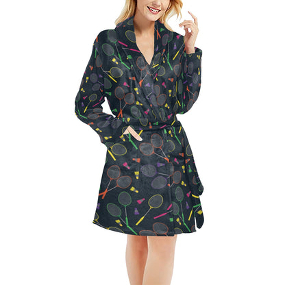 Badminton Pattern Print Design 04 Women's Fleece Robe