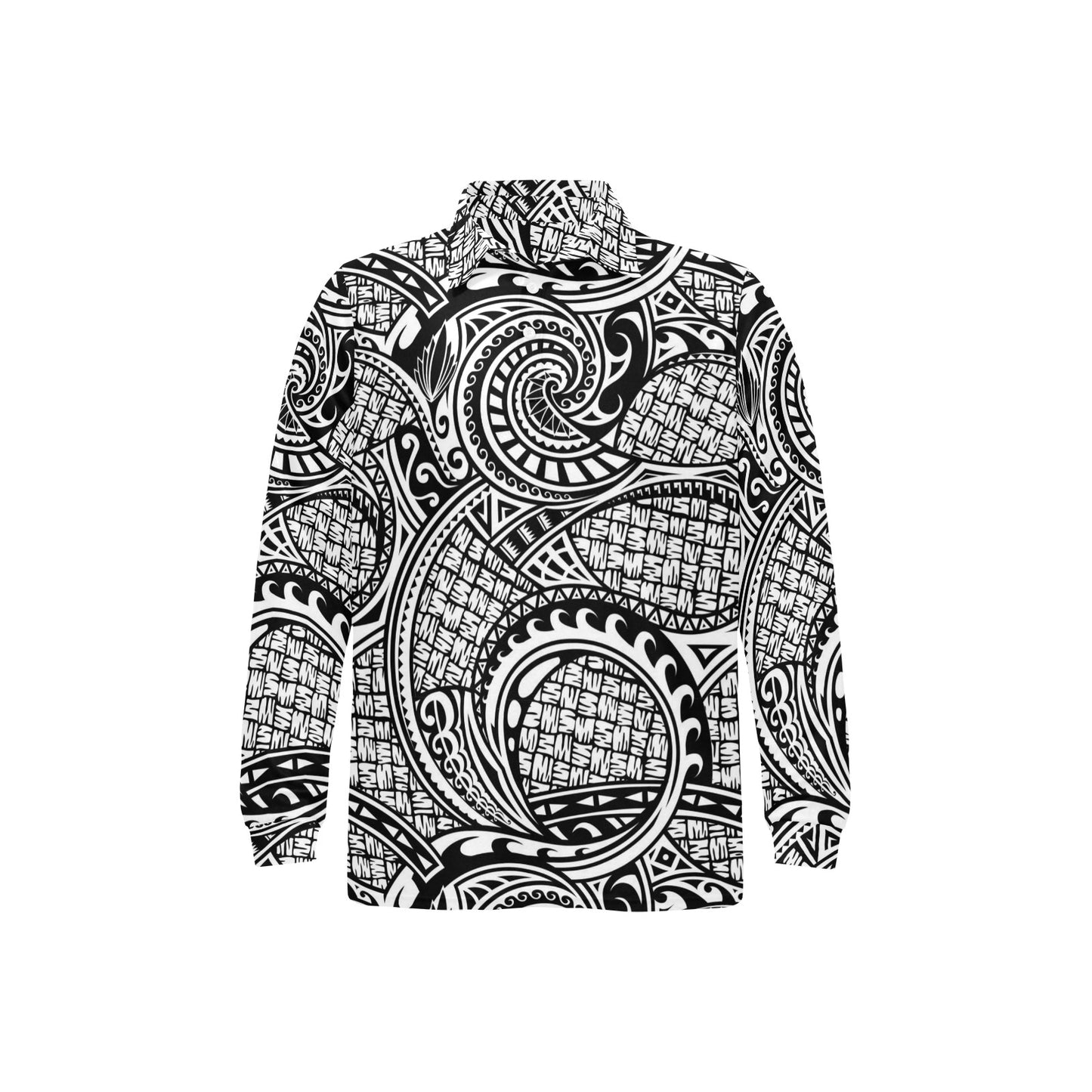 Polynesian Tribal Pattern Long Sleeve Polo Shirt For Men's
