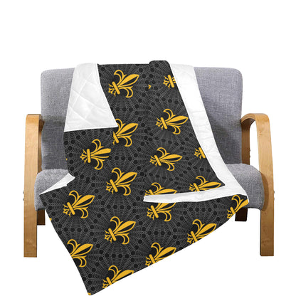 Fleur De Lis Gold Pattern Print Design 01 Premium Quilt