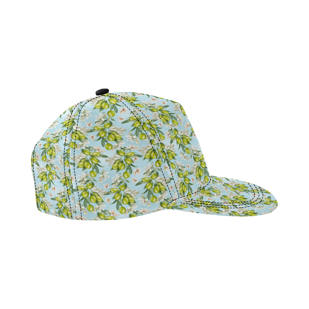 Elegant Olive Floral Print Snapback Cap