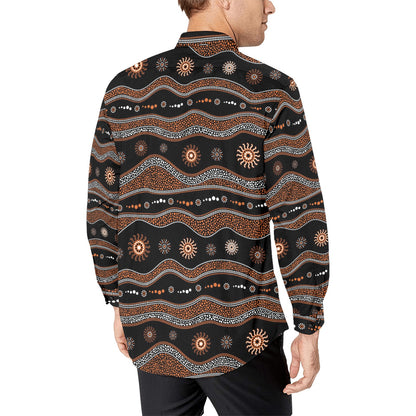 Aboriginal Print Design LKS404 Men's Long Sleeve Dress Shirt