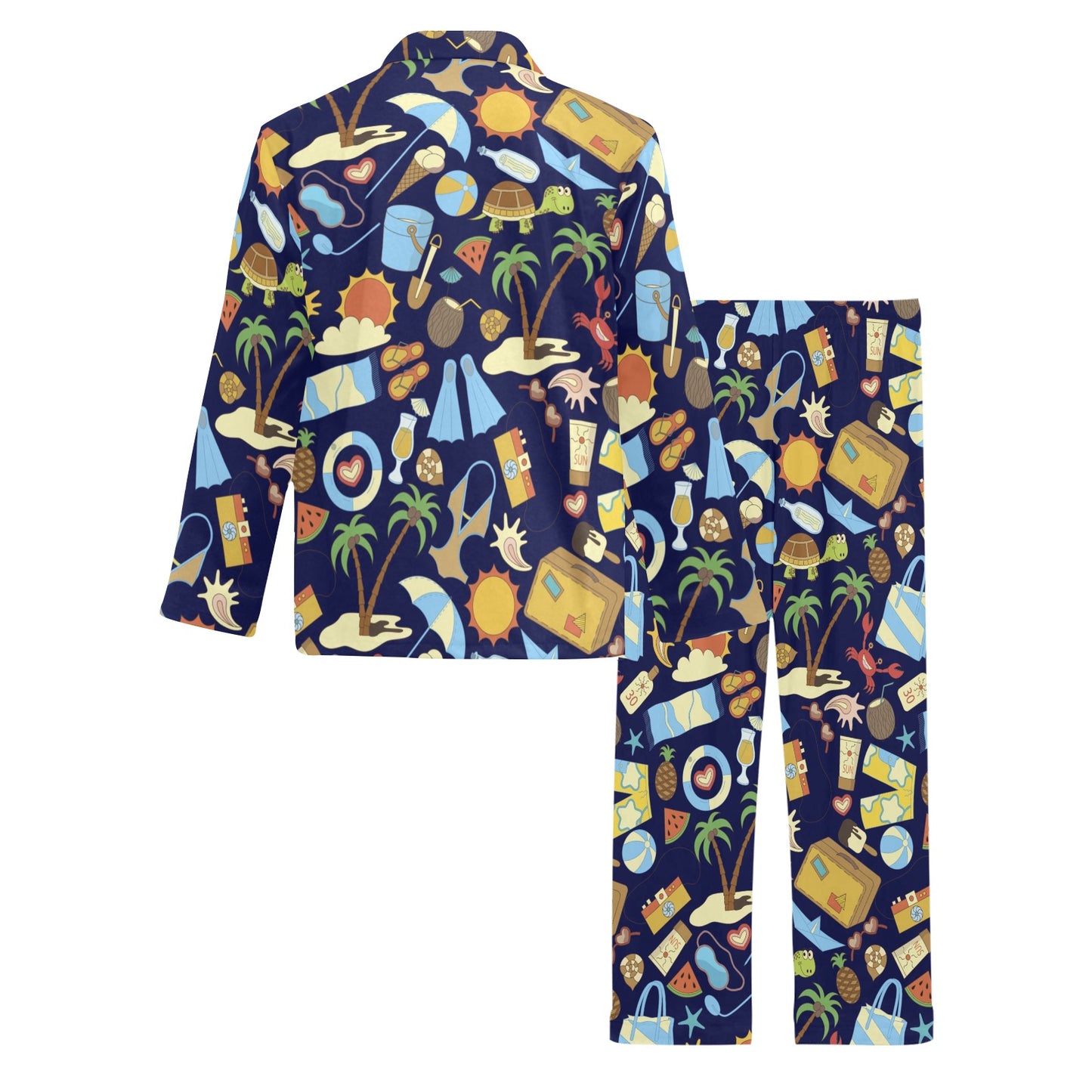 Beach Themed Pattern Print Design 04 Men's Long Pajama Set