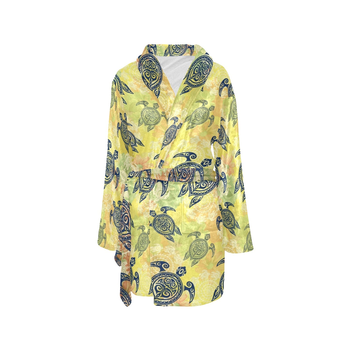 Hawaiian Turtle Tribal Design Print Women's Fleece Robe