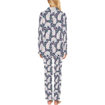 Cat Pattern Print Design 06 Women's Long Pajama Set