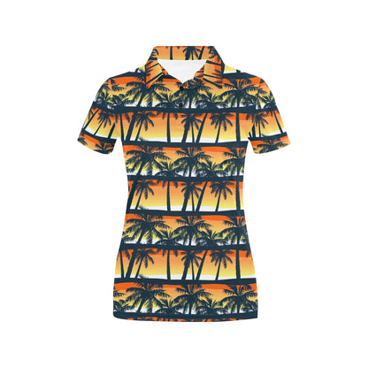 Palm Tree Pattern Print Design PT011 Women's Polo Shirt