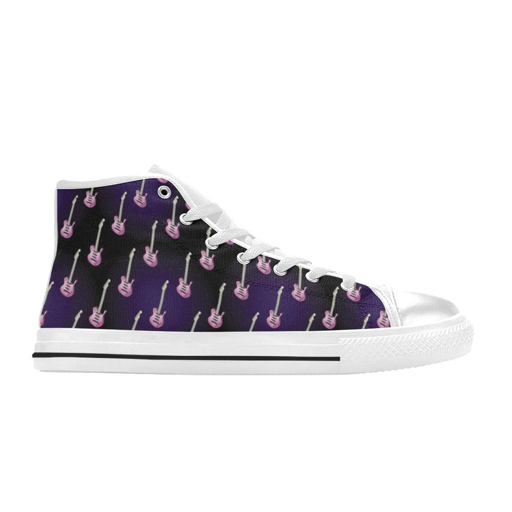 Electric Guitar Print Design LKS405 Men's High Top Canvas Shoes