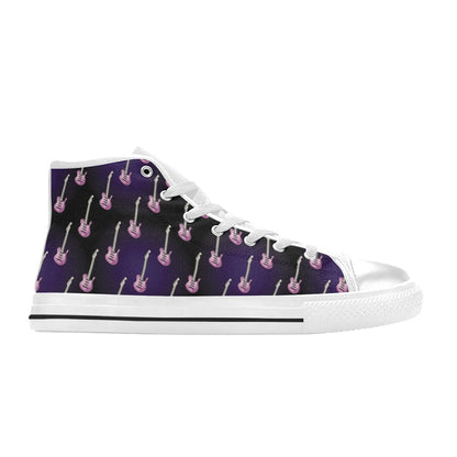 Electric Guitar Print Design LKS405 Men's High Top Canvas Shoes