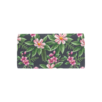 Summer Floral Pattern Print Design SF010 Women's Trifold Wallet