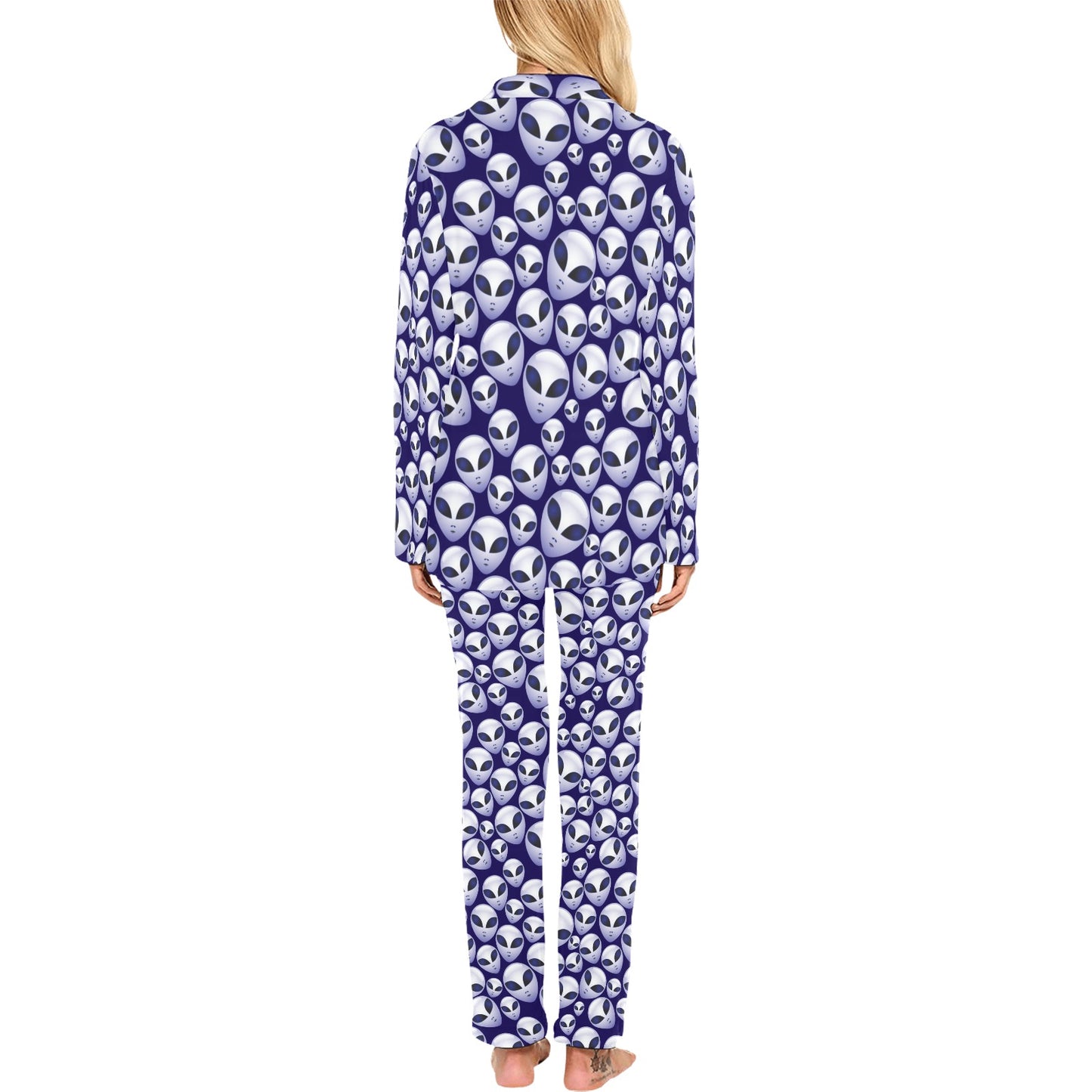 Alien Head Extraterrestrial Women's Long Pajama Set
