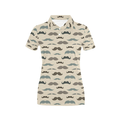 Mustache Pattern Print Design A01 Women's Polo Shirt