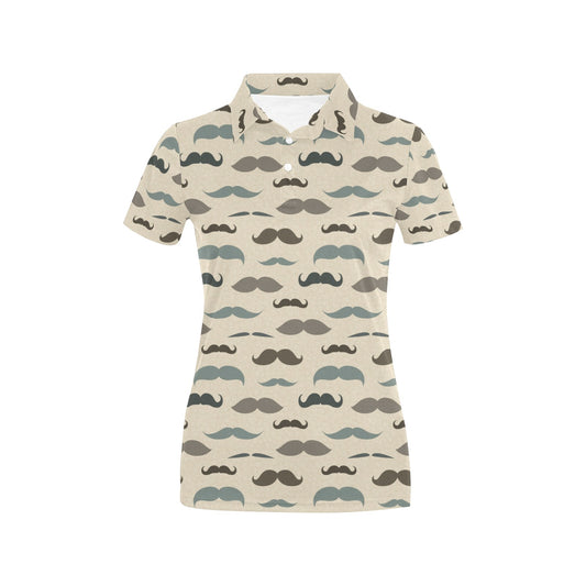 Mustache Pattern Print Design A01 Women's Polo Shirt