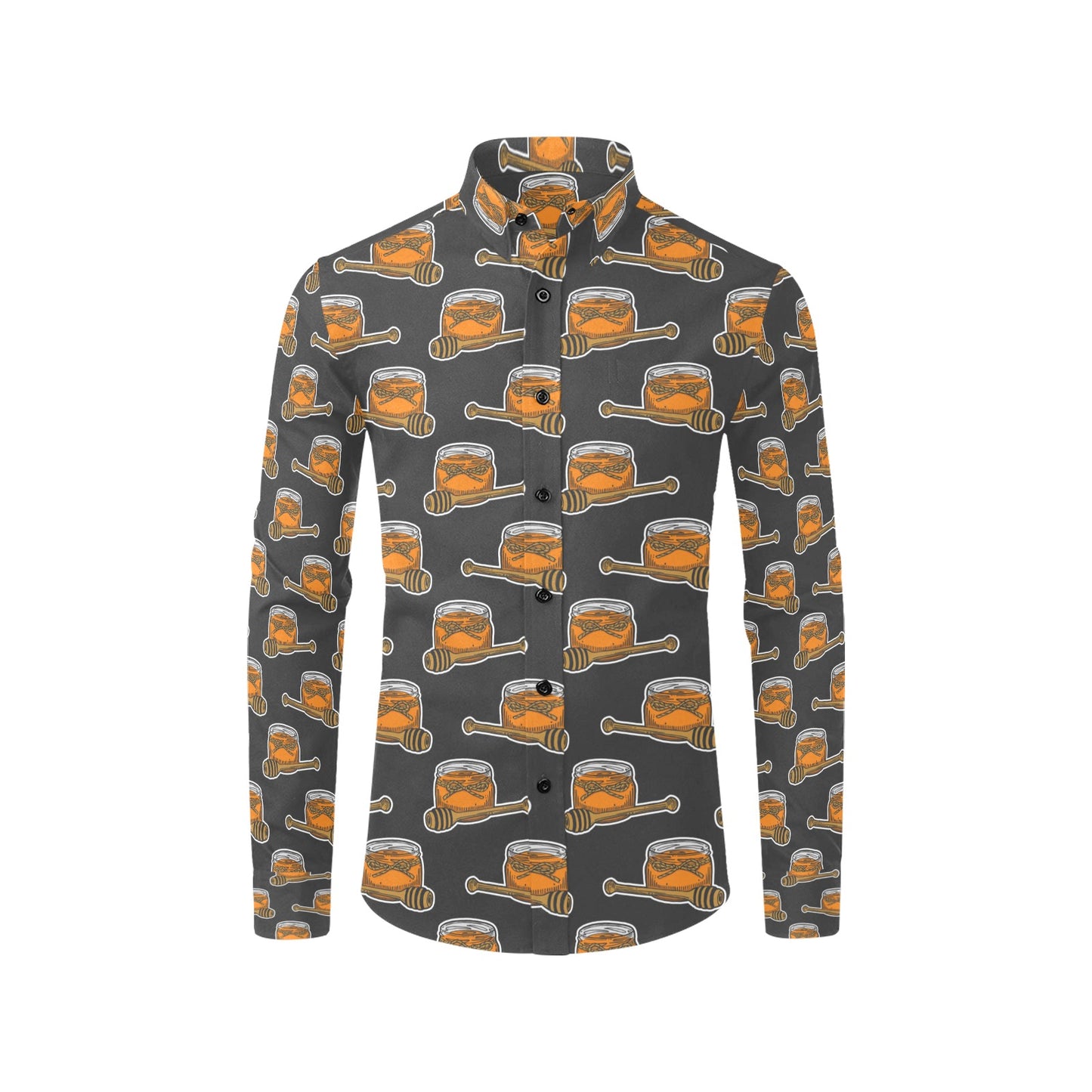 Honey Bee Print Design LKS305 Men's Long Sleeve Dress Shirt