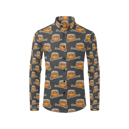 Honey Bee Print Design LKS305 Men's Long Sleeve Dress Shirt
