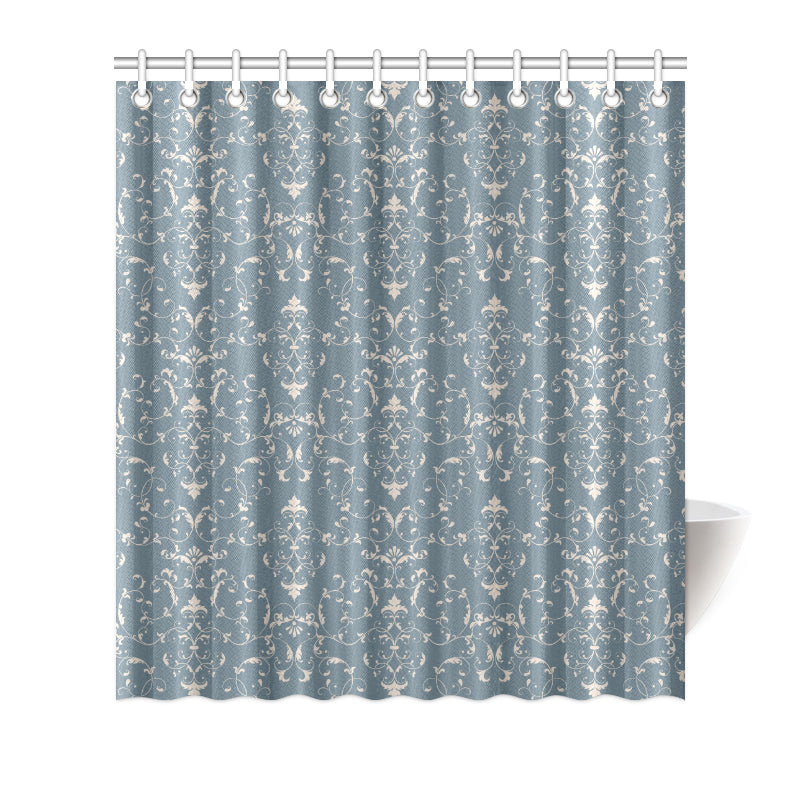 Damask Elegant Teal Print Pattern Shower Curtain