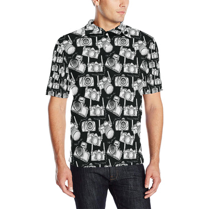 Camera Pattern Print Design 01 Men Polo Shirt