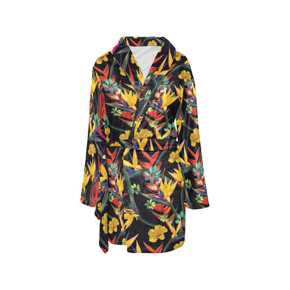 Bird Of Paradise Pattern Print Design BOP016 Women's Fleece Robe