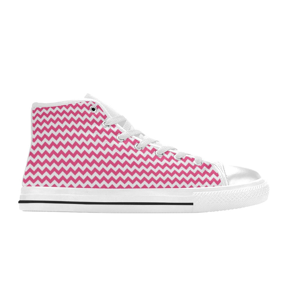 Chevron Print Design LKS402 Men's High Top Canvas Shoes