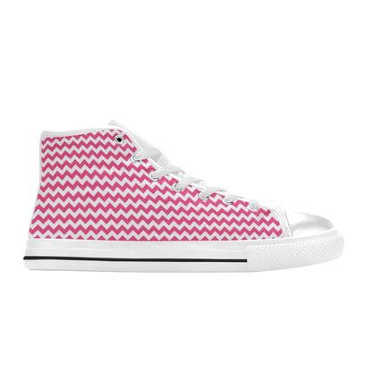 Chevron Print Design LKS402 Men's High Top Canvas Shoes