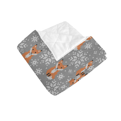 Knit Red Fox Pattern Print Design 02 Premium Quilt