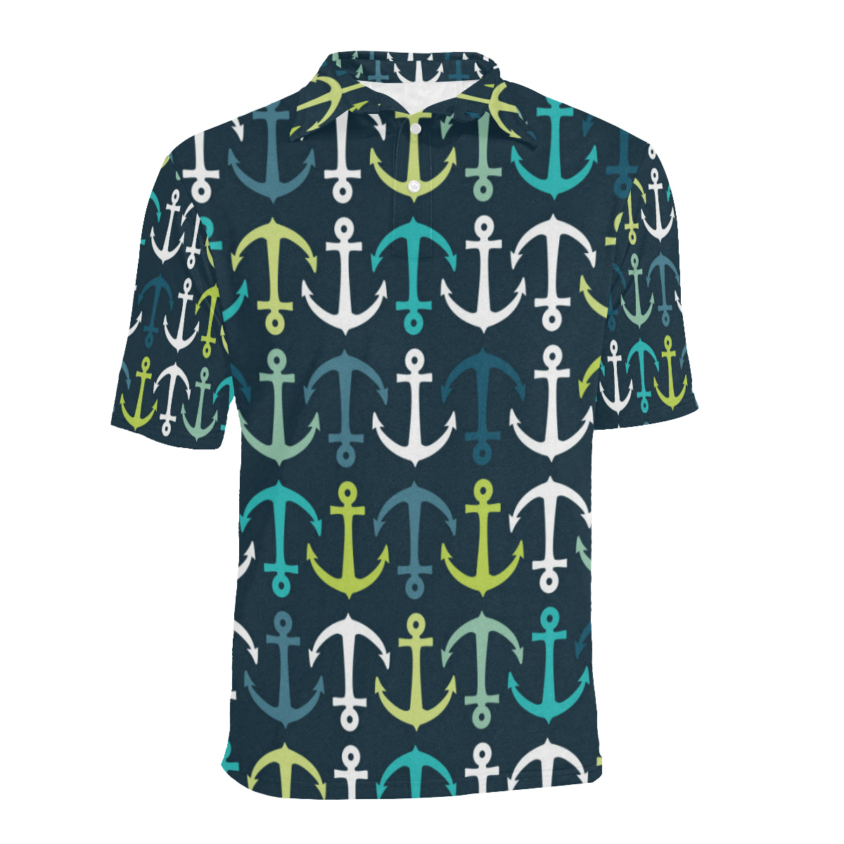 Anchor Pattern Print Design 03 Men Polo Shirt