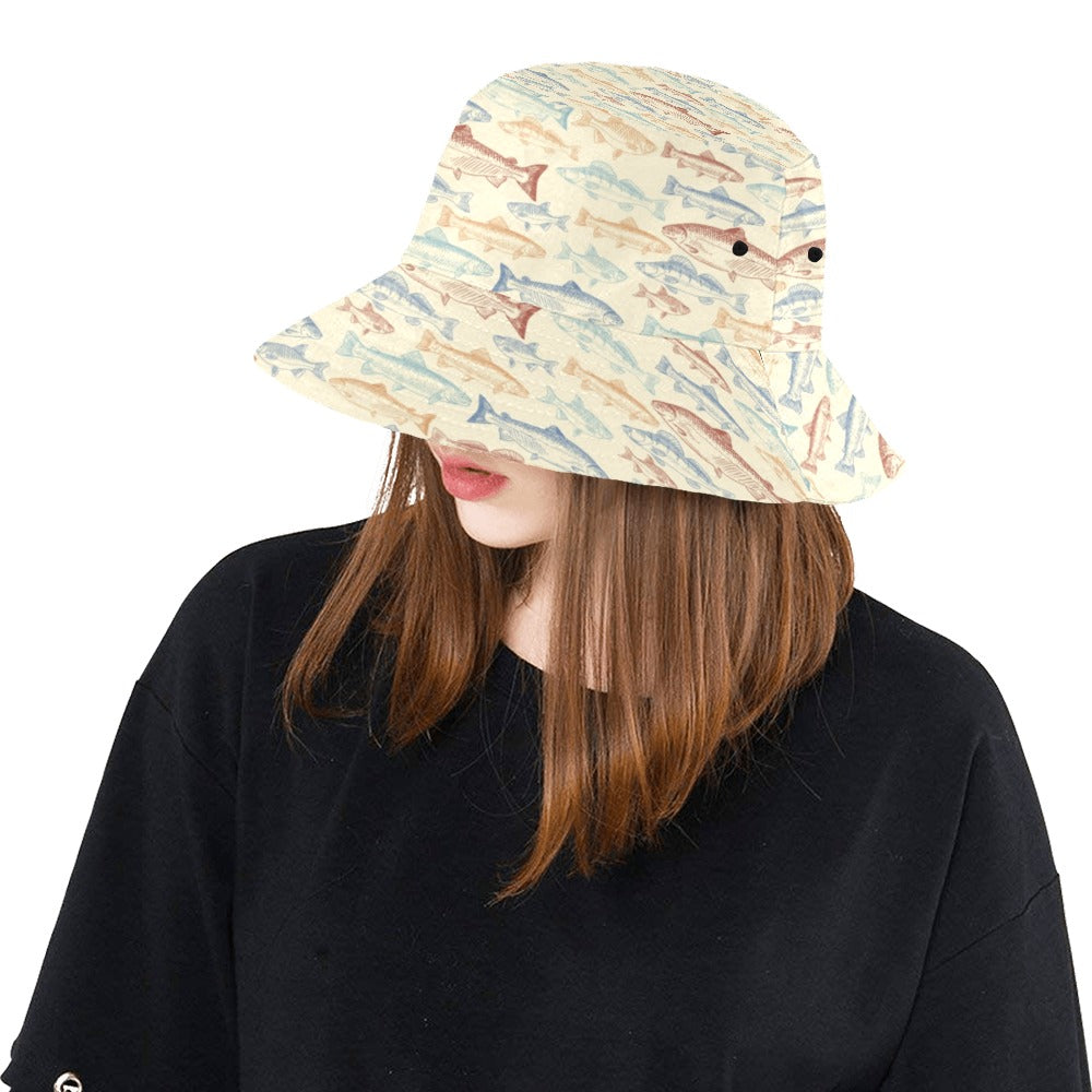 Salmon Fish Print Design LKS302 Unisex Bucket Hat