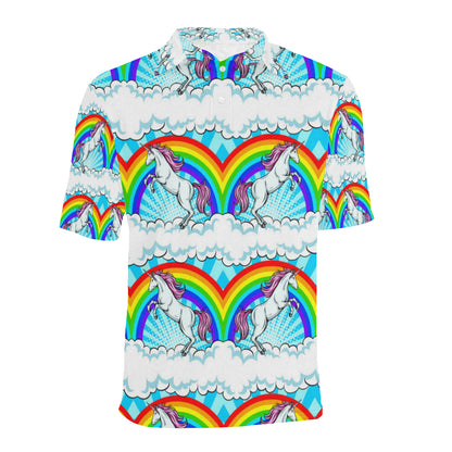 Unicorn Rainbow Men Polo Shirt