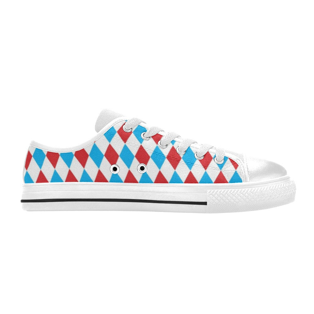 Harlequin Print Design LKS402 Women's White Low Top Shoes