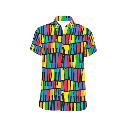 Piano Print Design LKS402 Men Short Sleeve Button Up Shirt