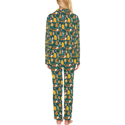 School Bus Print Design LKS309 Women's Long Pajama Set