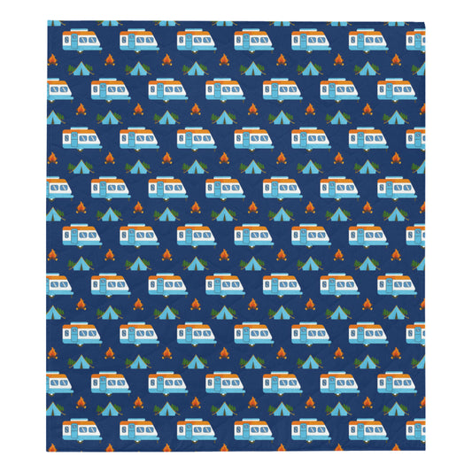 Camper Pattern Camping Themed No 3 Print Premium Quilt