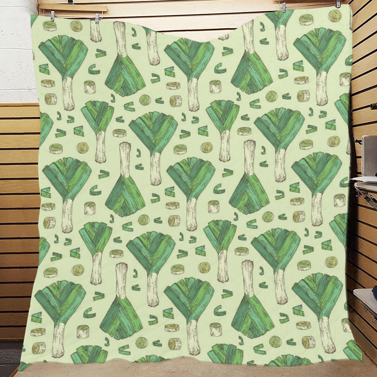 Leek Pattern Print Design 04 Premium Quilt