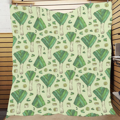 Leek Pattern Print Design 04 Premium Quilt