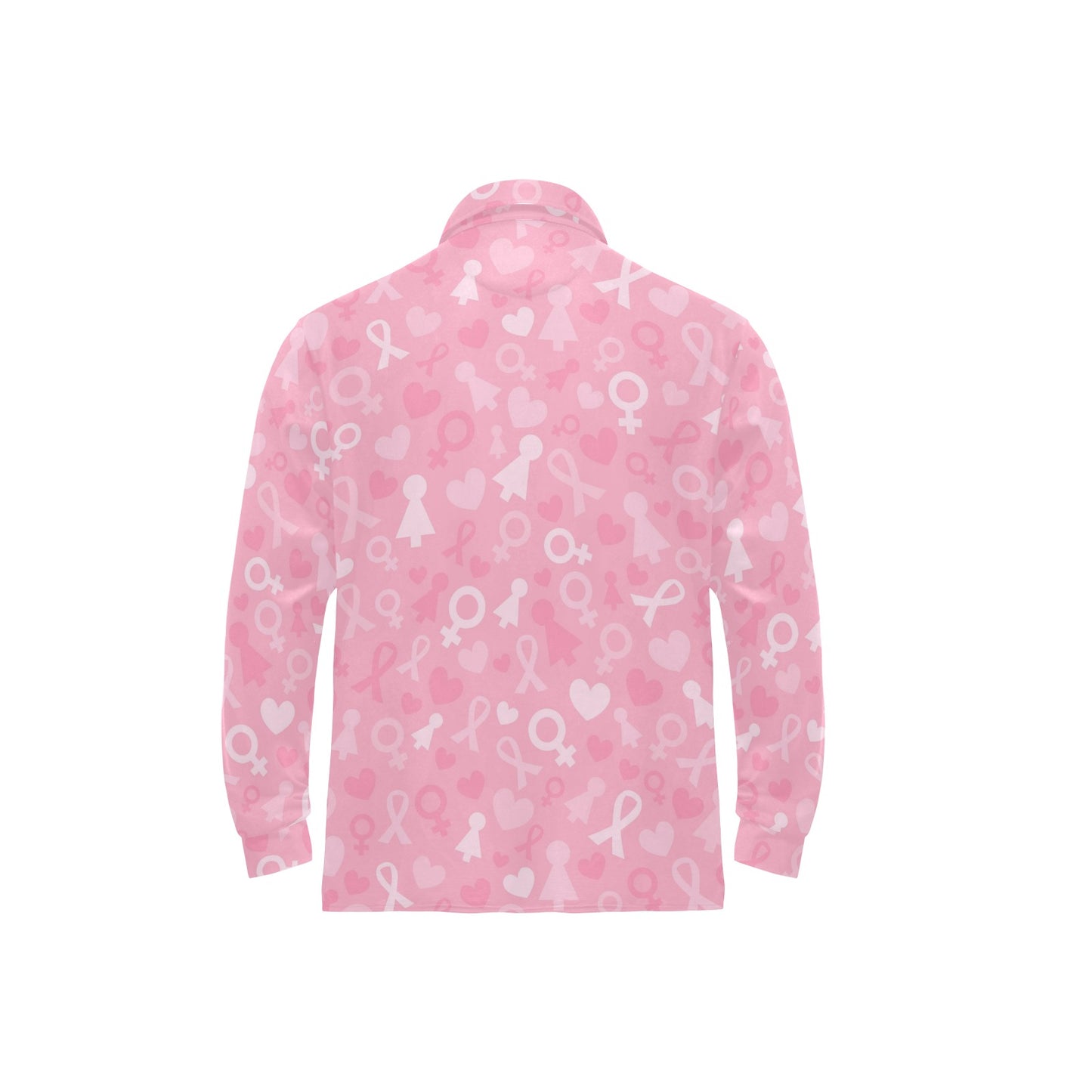 Breast cancer Pattern Print Design 01 Long Sleeve Polo Shirt For Men's