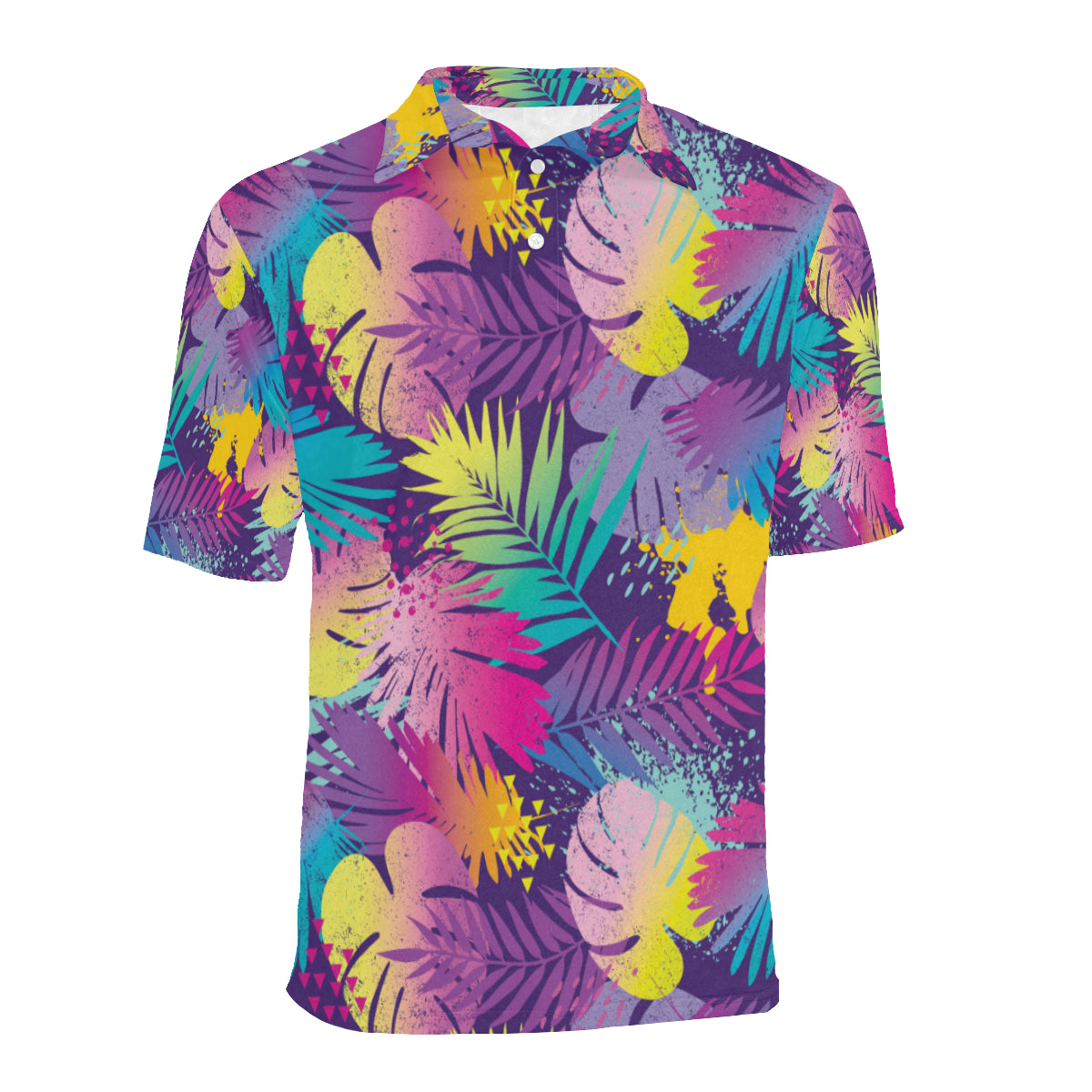 Palm Leaf Pattern Print Design A04 Men Polo Shirt