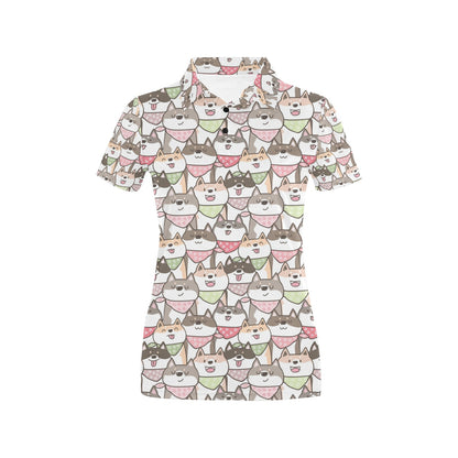 Shiba Inu Print Design LKS305 Women's Polo Shirt