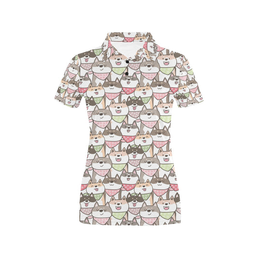 Shiba Inu Print Design LKS305 Women's Polo Shirt