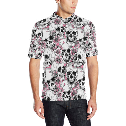 Cherry Blossom Pattern Print Design CB03 Men Polo Shirt