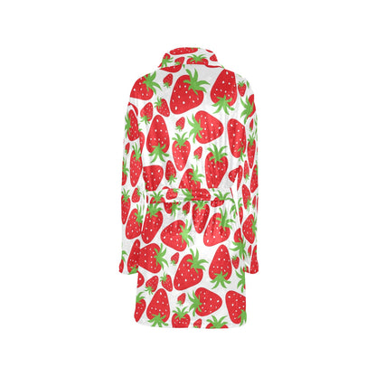 Strawberry Pattern Print Design SB01 Women's Fleece Robe