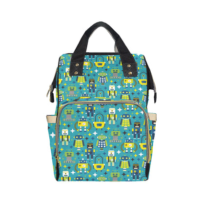 Robot Pattern Print Design A02 Diaper Bag Backpack