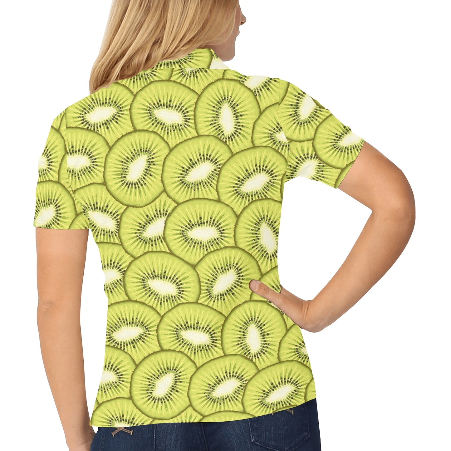 Kiwi Pattern Print Design KW07 Women's Polo Shirt