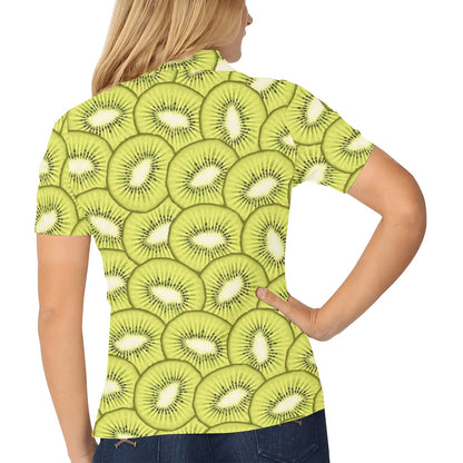 Kiwi Pattern Print Design KW07 Women's Polo Shirt