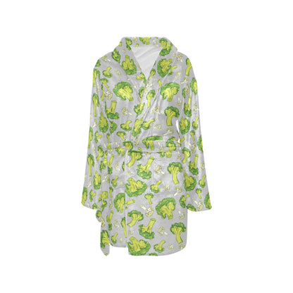Broccoli Pattern Print Design 03 Women's Fleece Robe