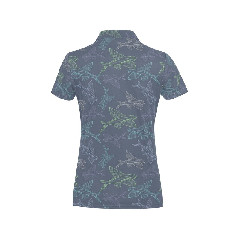 Flying Fish Pattern Print Design 02 Women's Polo Shirt