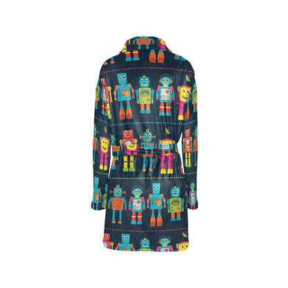 Robot Pattern Print Design A01 Women's Fleece Robe